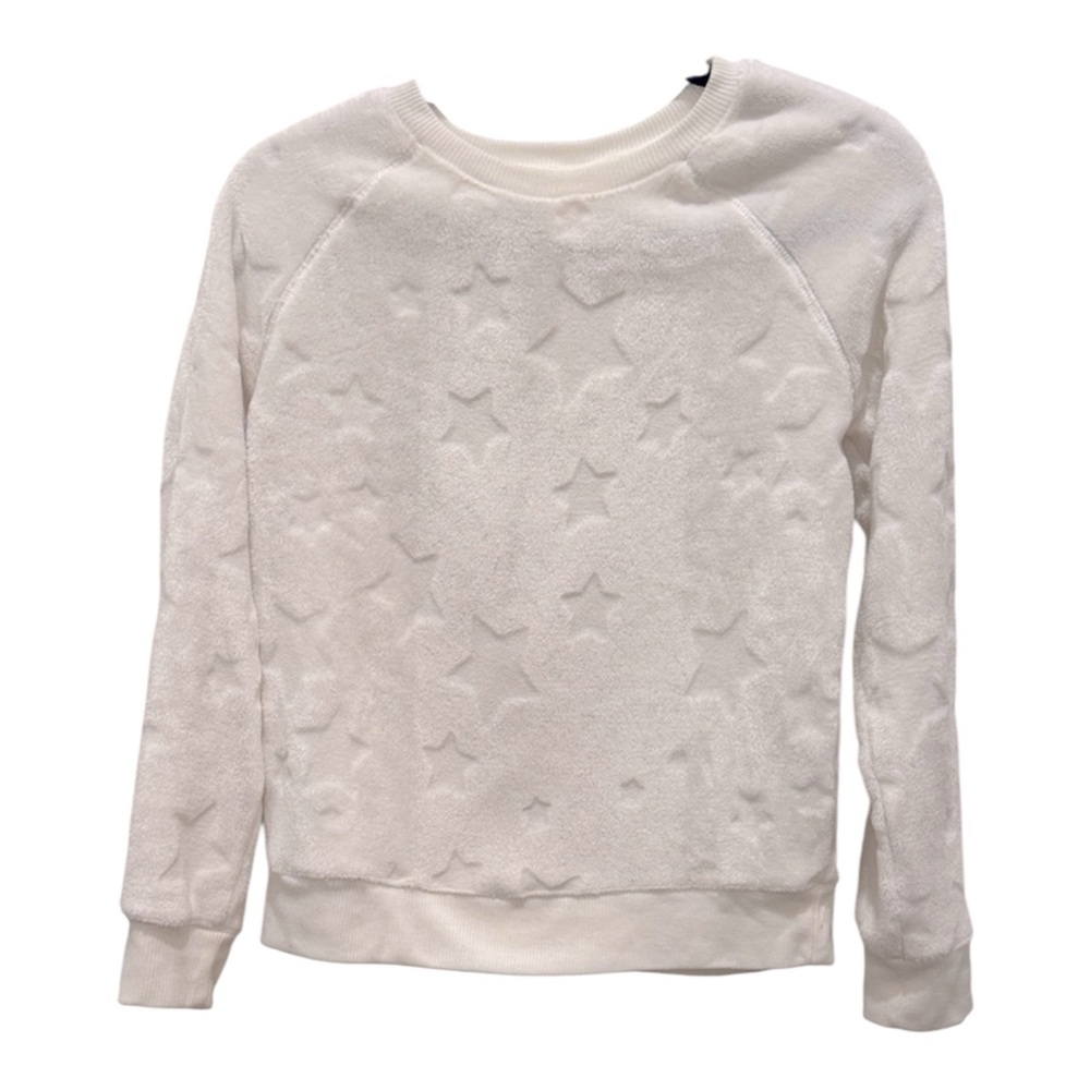 Cat & Jack Cream White Star Fleece Textured Pajama Top Girls XL Size 14